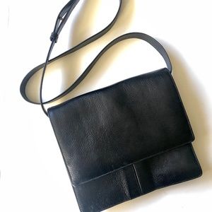 NWOT, TUSK Black Pebbled Leather Crossbody Bag